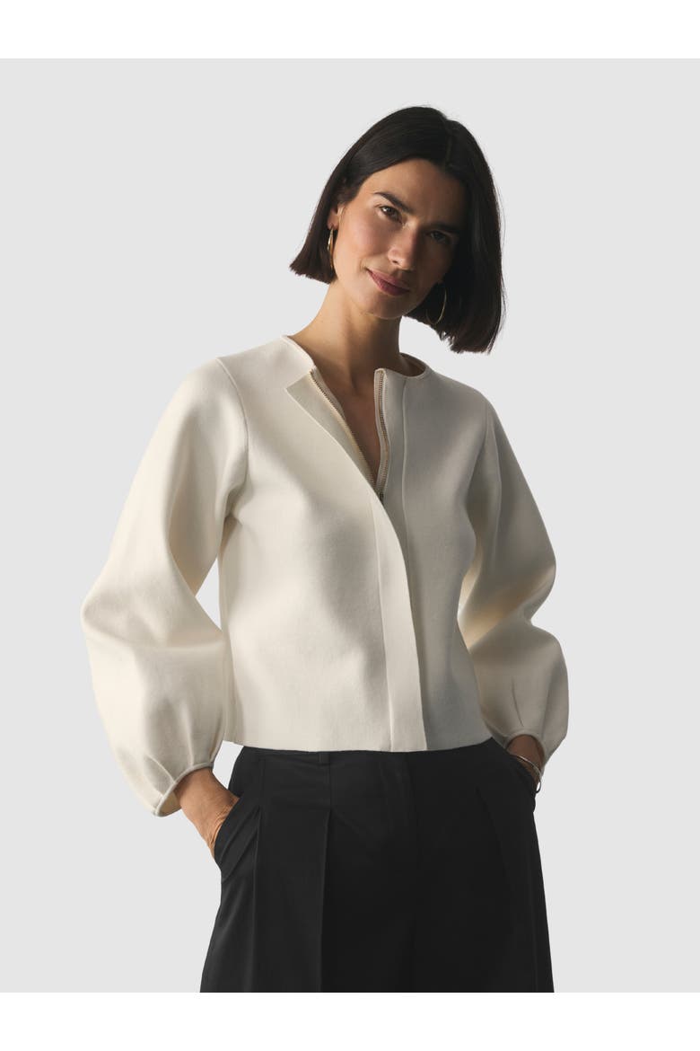 Candela Wool Blend Zip Up Jacket, Main, color, White