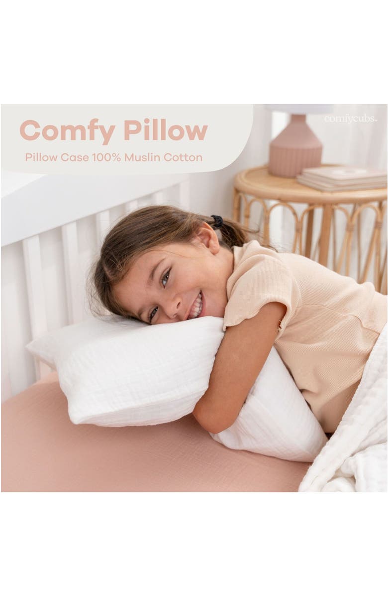 Comfy Cubs Toddler Pillows with Soft Muslin Pillow Case, Alternate, color, White