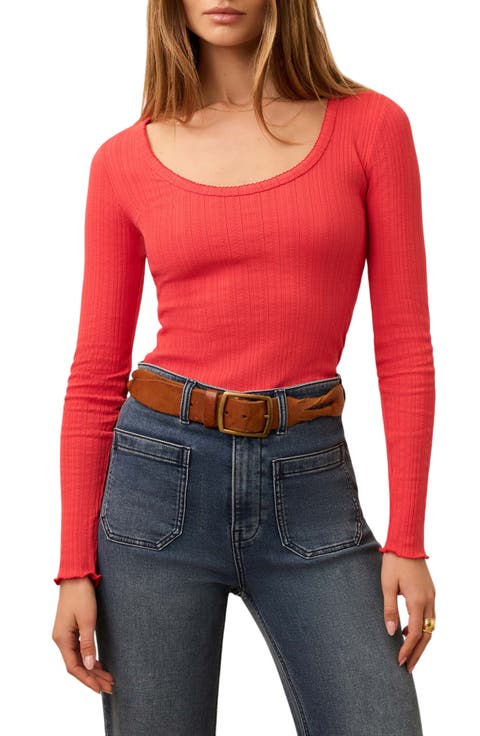 Paradise Pointelle Organic Cotton Blend Long Sleeve T-Shirt