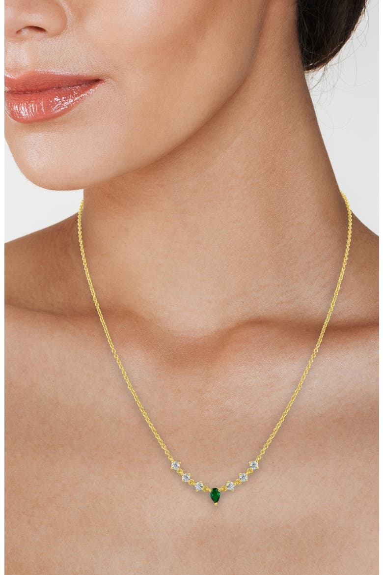 Cubic Zirconia Delicate Pendant Necklace, Alternate, color, GREEN/ GOLD
