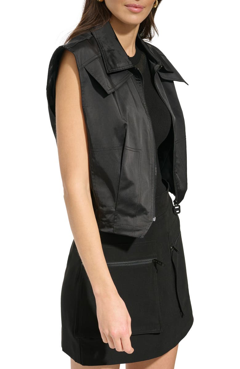 DKNY Satin Zip-Up Vest, Alternate, color, 