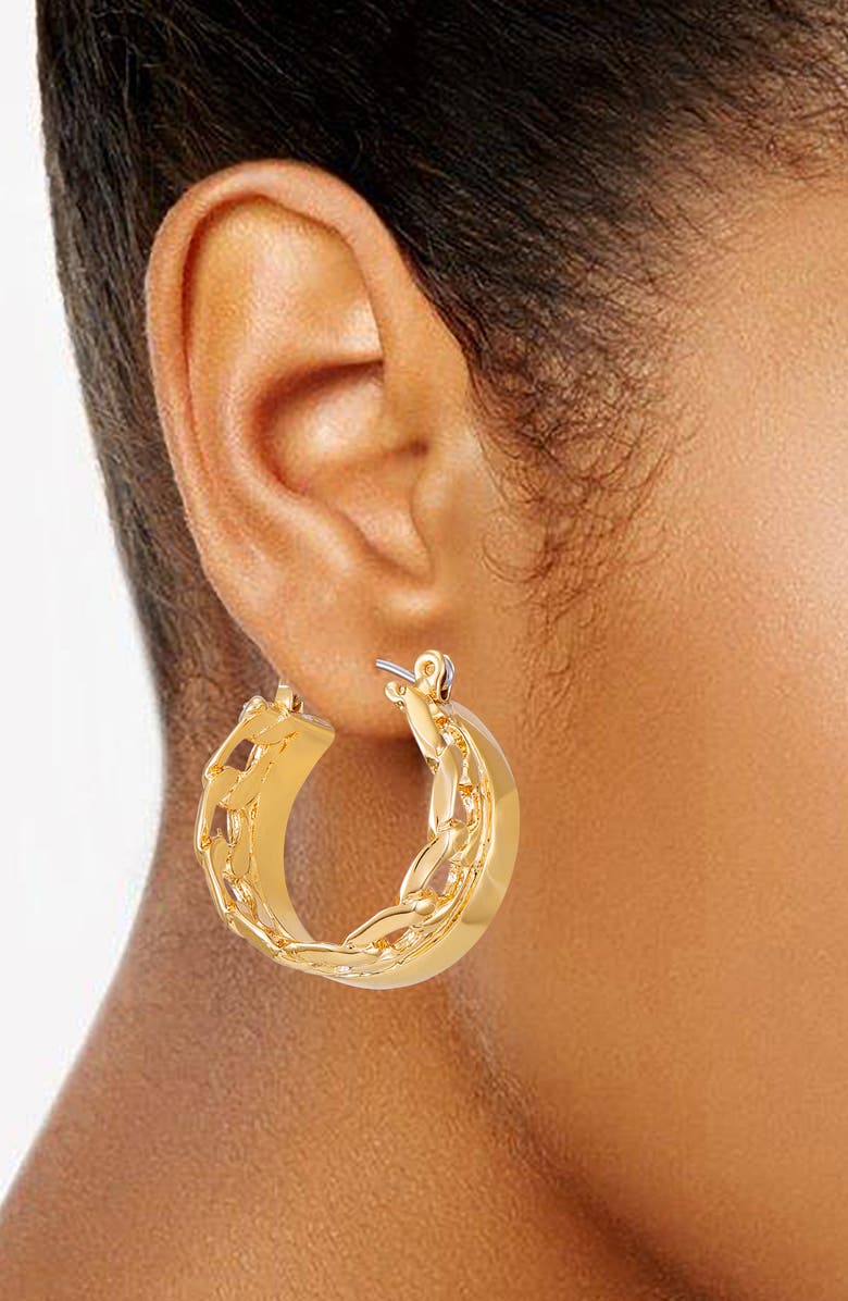 Vince Camuto Chain Hoop Earrings, Alternate, color, Gold Tone