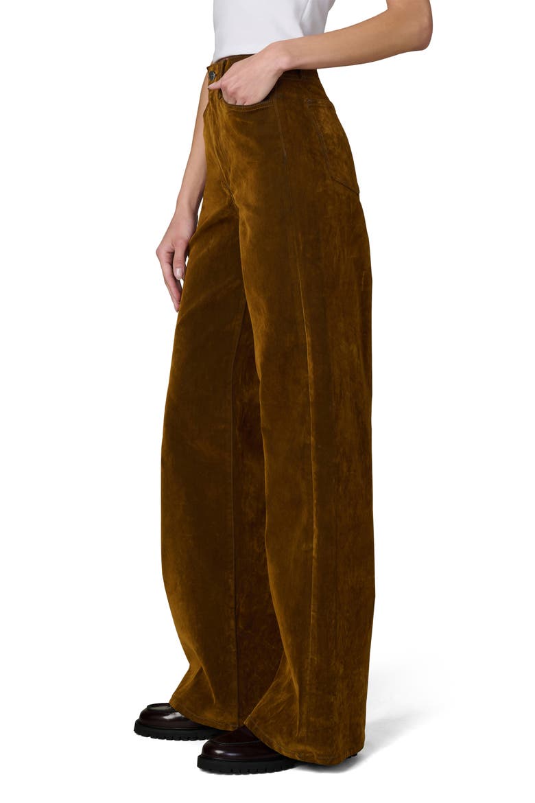 The Mia High Waist Wide Leg Flocked Pants, Alternate, color, BRONZE BROWN