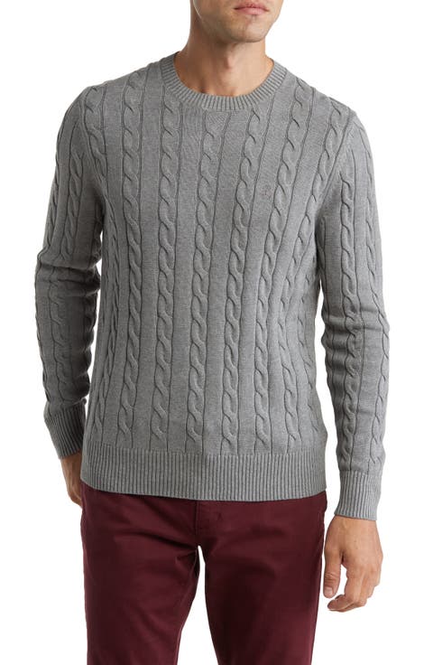 Cable Crewneck Cotton Sweater