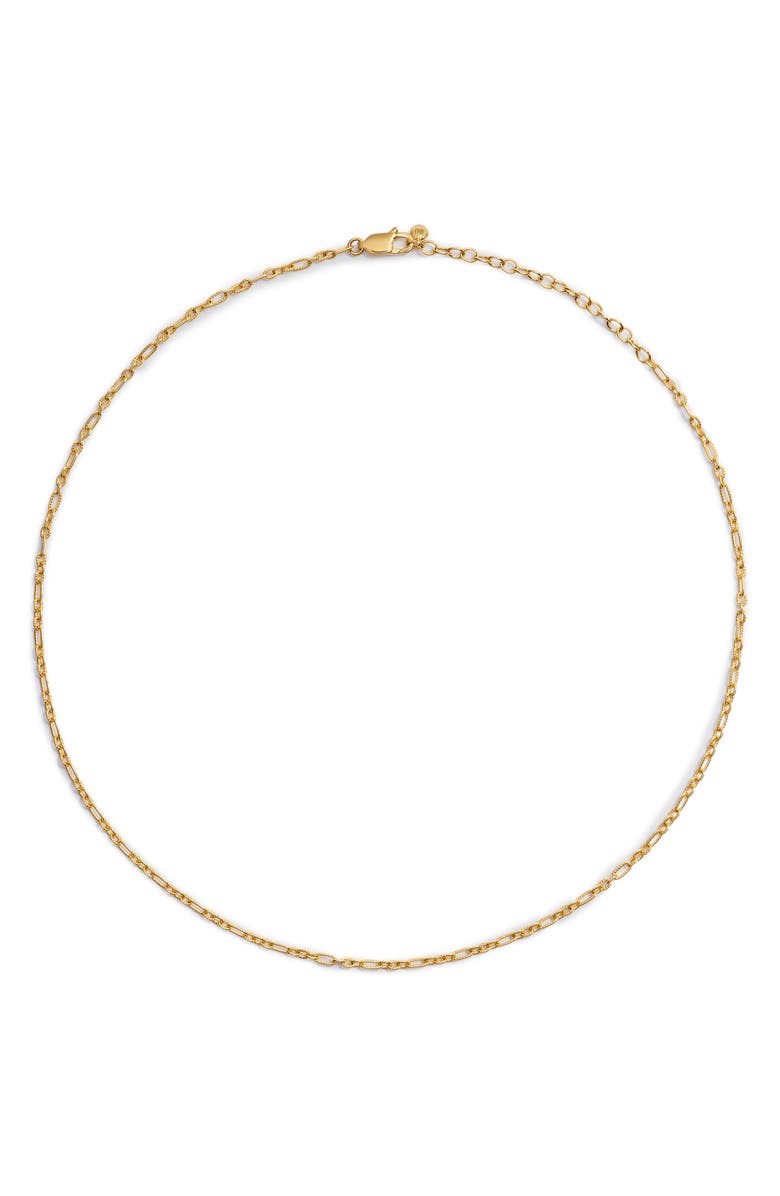 Monica Vinader Textured Chain Link Necklace, Main, color, 18K Gold Vermeil