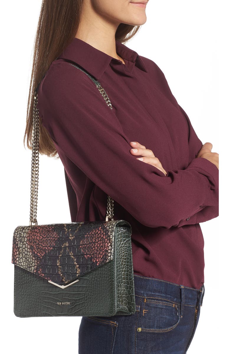 Ted Baker London Gemmeh Slim Bar Snake Skin Embossed Crossbody Bag, Alternate, color,