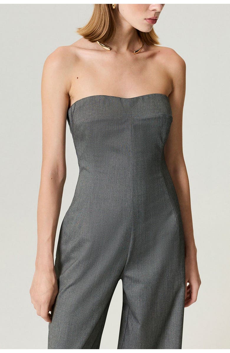 Nocturne Strapless Wide-Leg Tailored Jumpsuit, Alternate, color, Dark Grey