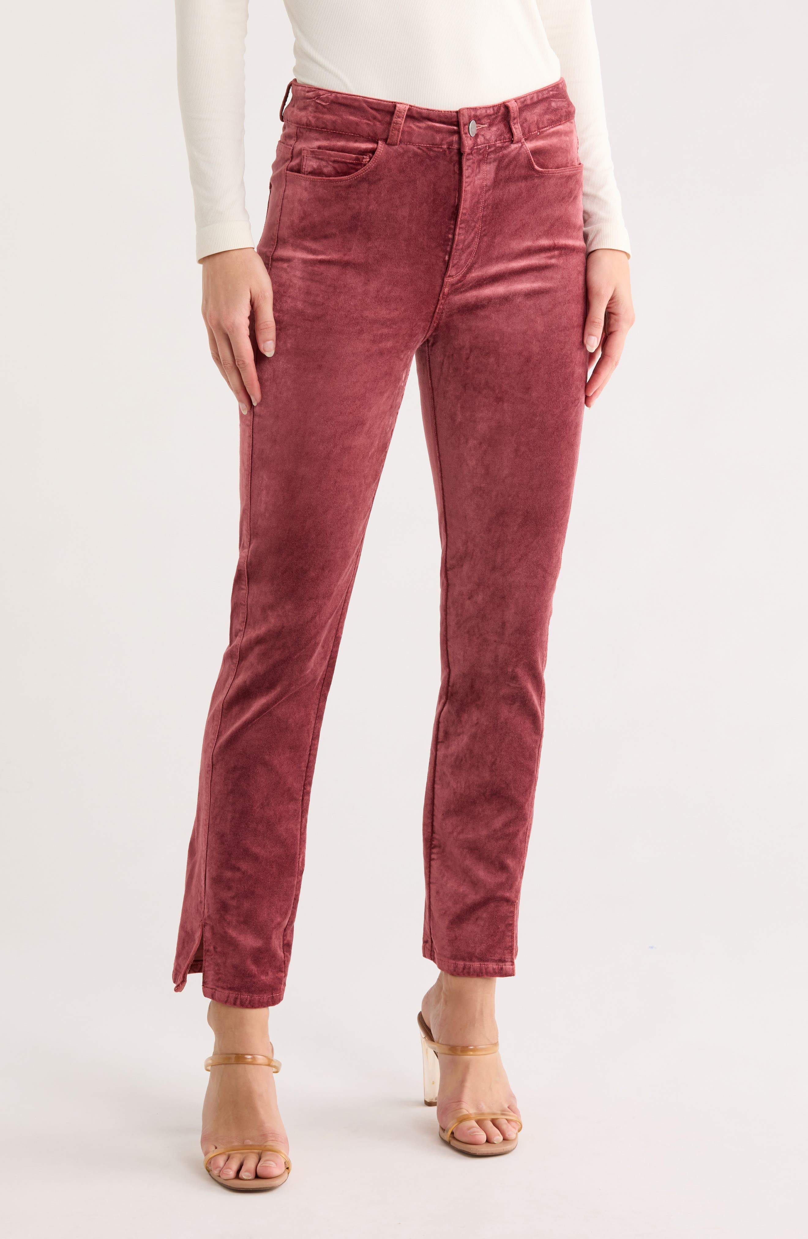 PAIGE Cindy Twist Seam High Waist Ankle Straight Leg Velvet Pants