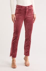 PAIGE Cindy Twist Seam High Waist Ankle Straight Leg Velvet Pants