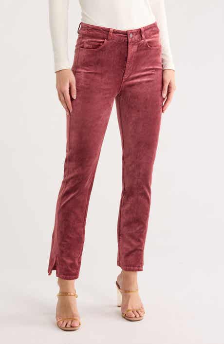 PAIGE Cindy Twist Seam High Waist Ankle Straight Leg Velvet Pants