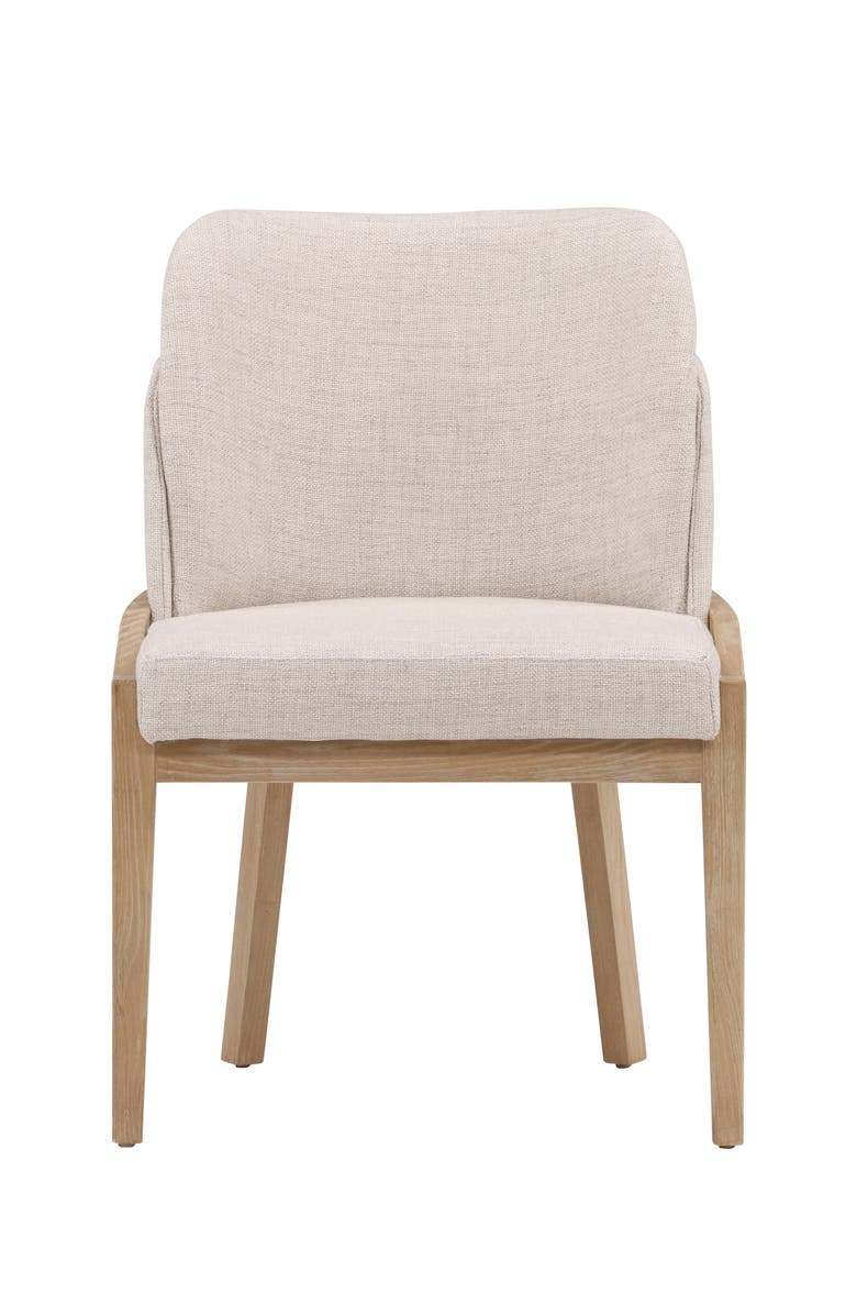 Dovetail Furniture Juna Linen Upholstered Dining Chair with Elm Wood Frame, Alternate, color, Off-White