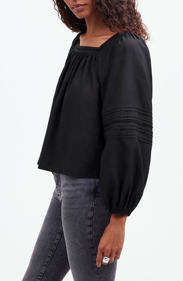 Madewell Square Neck Long Sleeve Top, Alternate, color, True Black