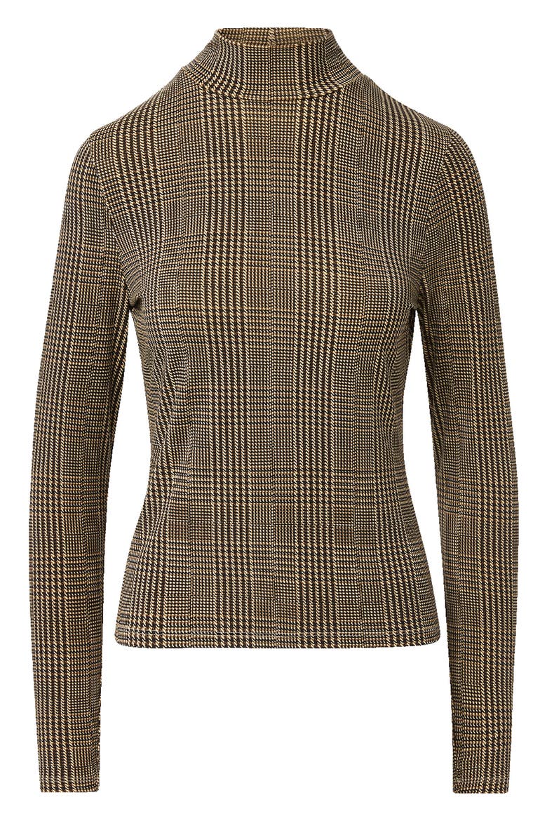 Nate Plaid Mock Neck Long Sleeve Top, Alternate, color, DARK ACORN MULTI