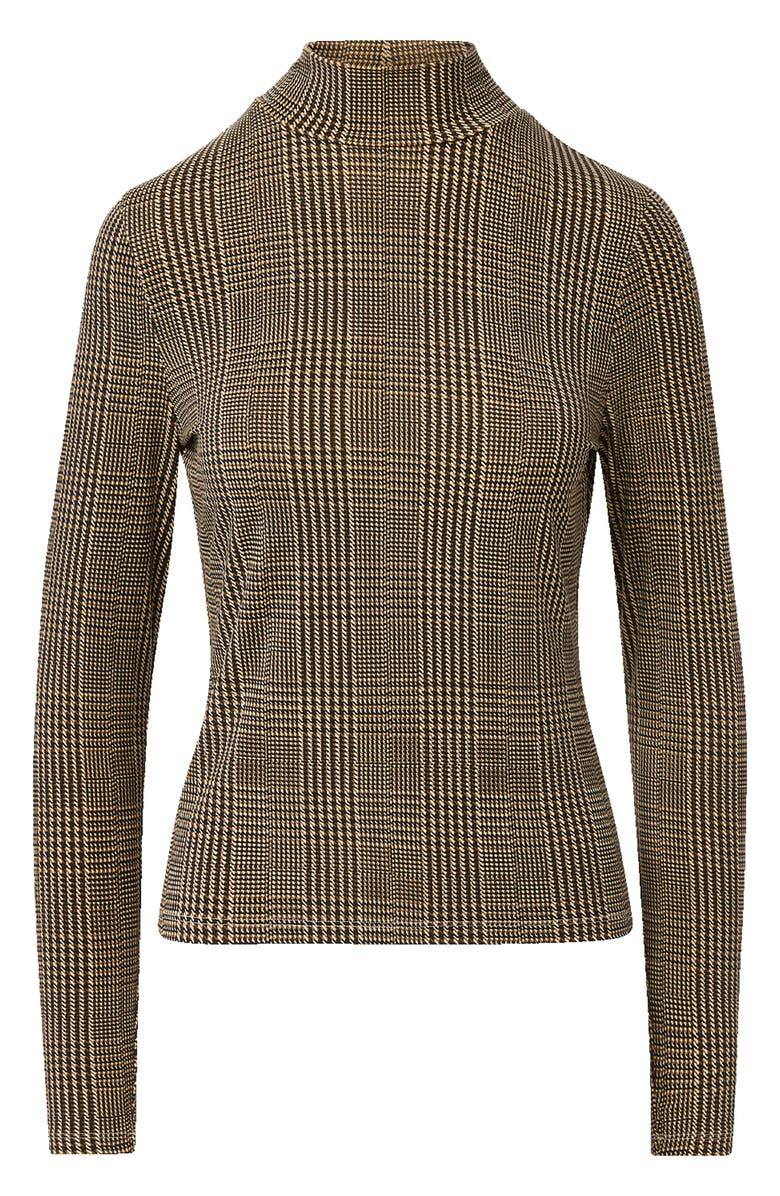 Veronica Beard Nate Plaid Mock Neck Long Sleeve Top, Alternate, color, Dark Acorn Multi