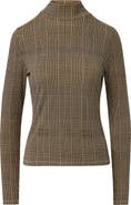 Veronica Beard Nate Plaid Mock Neck Long Sleeve Top