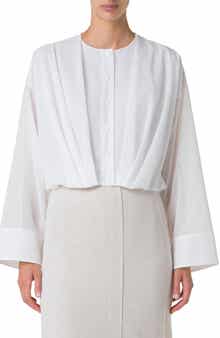 Cotton Voile Crop Button-Up Shirt