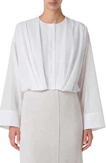 Cotton Voile Crop Button-Up Shirt