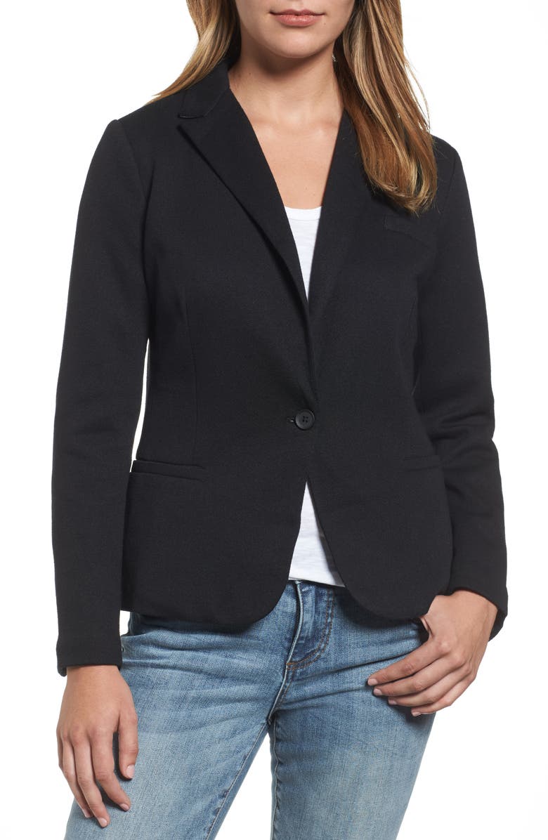 Olivia Moon Elbow Patch Knit Blazer, Alternate, color,