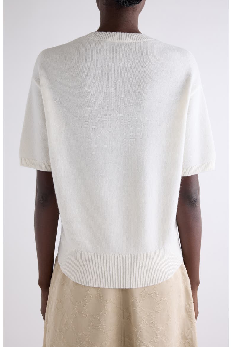 4G Logo Short Sleeve Cashmere Sweater, Alternate, color, WHITE/ BEIGE