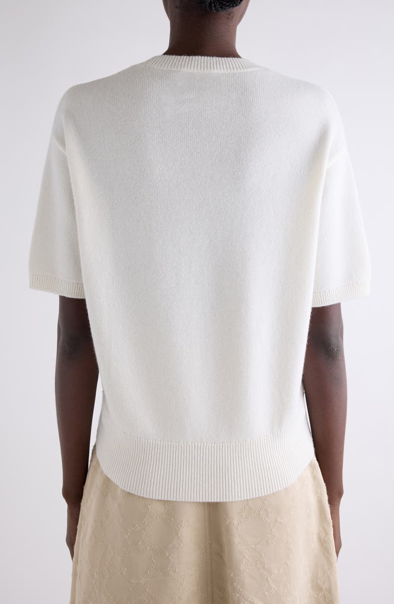 Givenchy 4G Logo Short Sleeve Cashmere Sweater, Alternate, color, White/ Beige