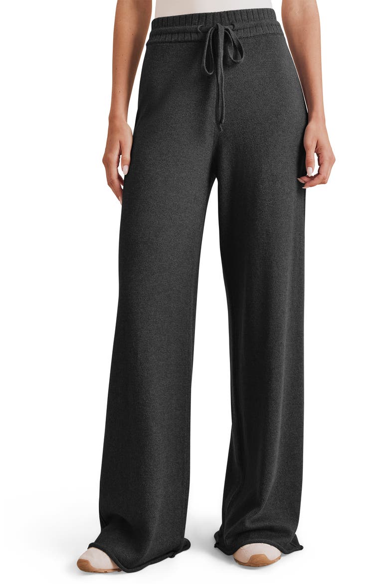 Haven Tie Waist Sweater Pants, Main, color, BLACK