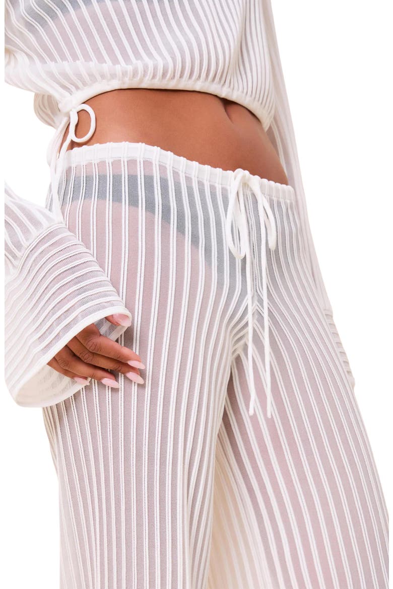 The Athena Sheer Stripe Wide Leg Cover-Up Pants, Alternate, color, OPTIC WHITE