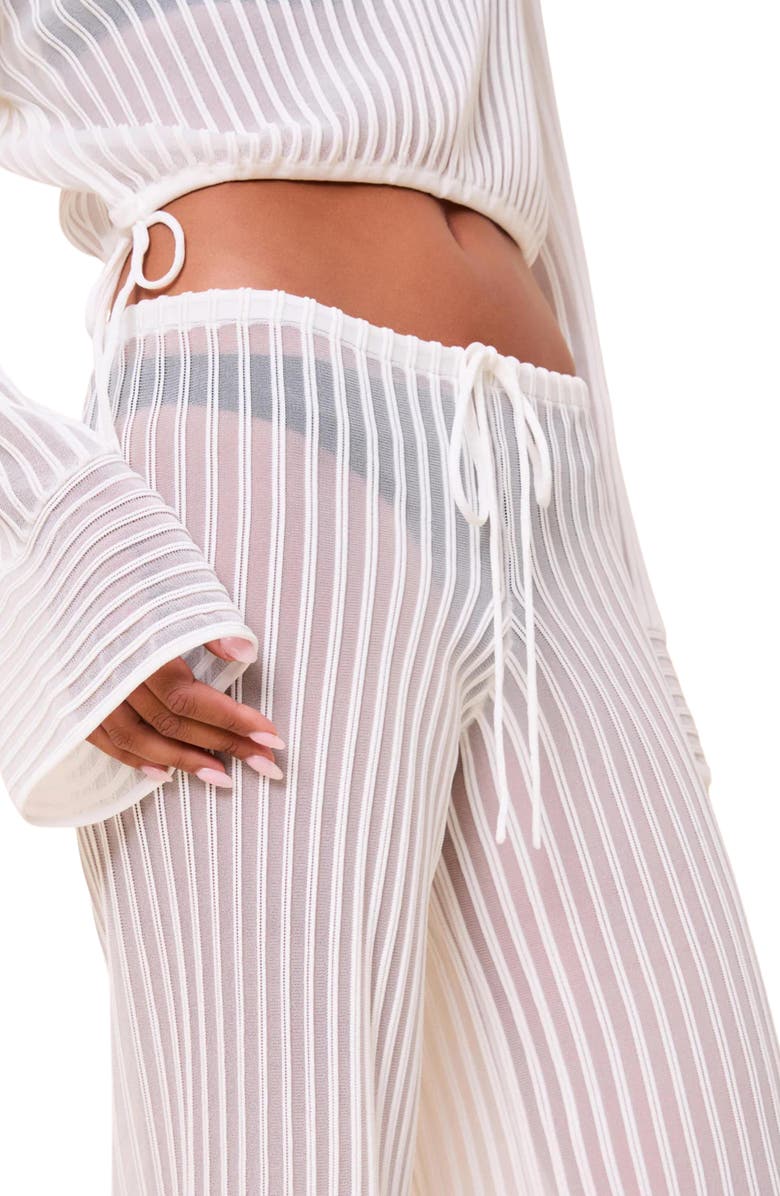 Solid & Striped The Athena Sheer Stripe Wide Leg Cover-Up Pants, Alternate, color, Optic White