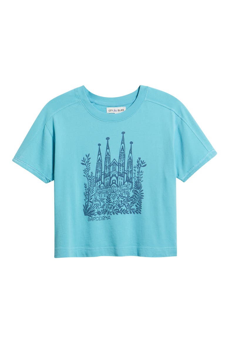 Crop Cotton Graphic T-Shirt, Alternate, color, BLUE GROTTO