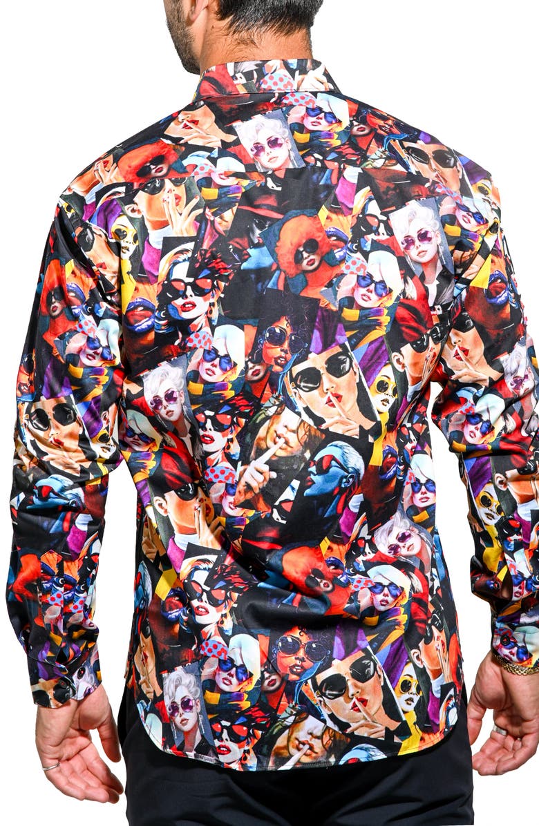 Maceoo Fibonacci Resistance Contemporary Fit Button-Up Shirt, Alternate, color, Black