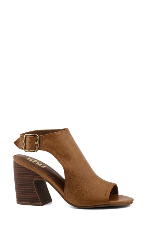 Ghita Faux Leather Block Heel Sandal