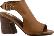 SHUSHOP Ghita Faux Leather Block Heel Sandal