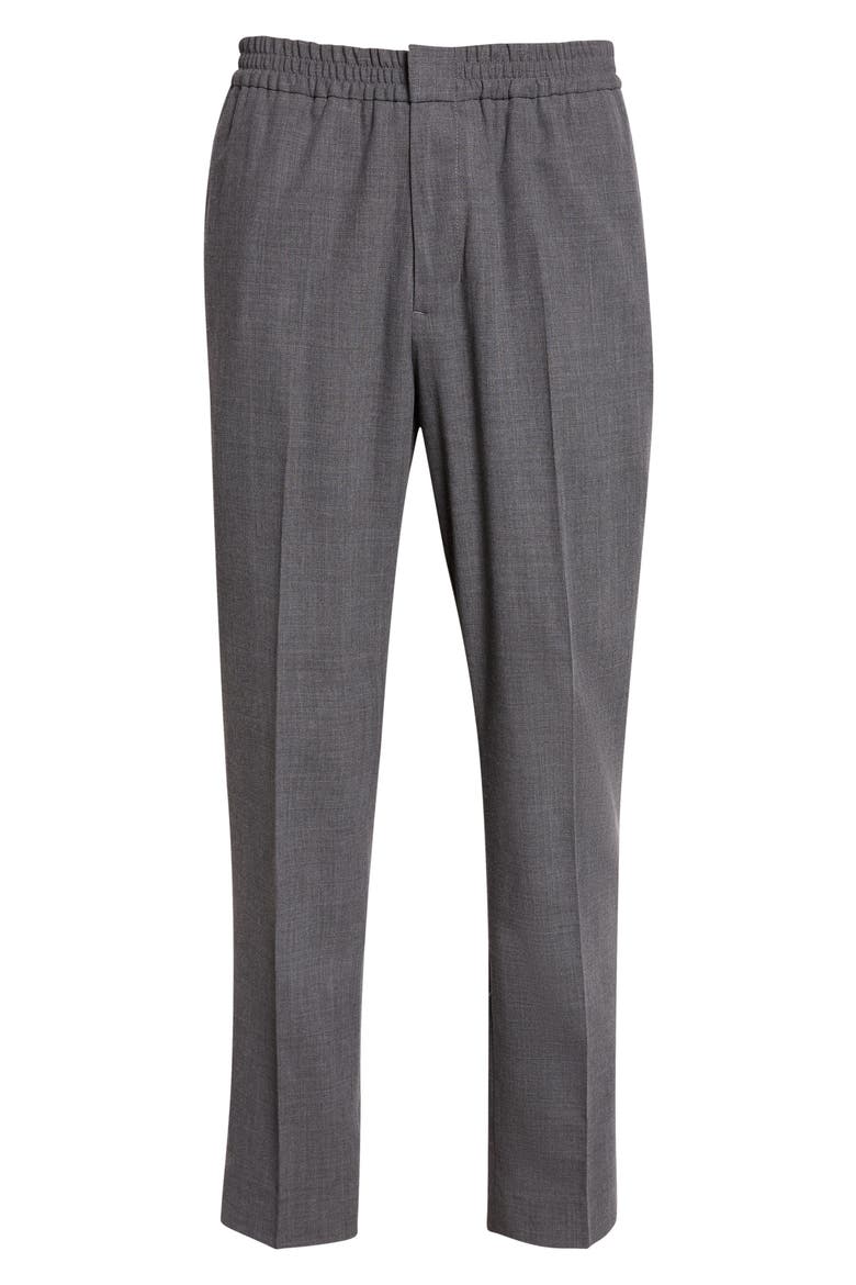 Straight Leg Wool Serge Trousers, Main, color, GRIS CARBONE