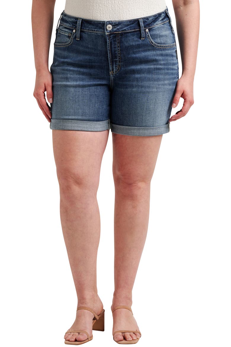 Mid Rise Denim Boyfriend Shorts, Main, color, INDIGO