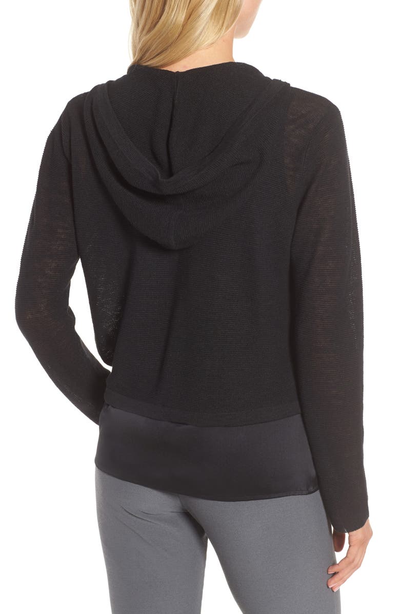 Eileen Fisher Organic Linen Knit Hooded Wrap Cardigan, Alternate, color,