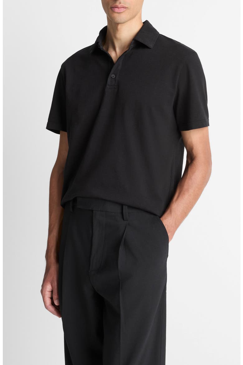 Regular Fit Garment Dyed Cotton Polo, Alternate, color, TRUE BLACK