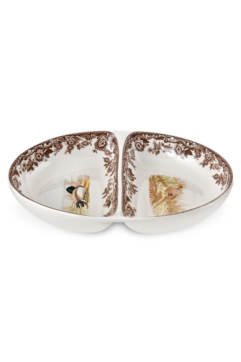 Woodland 11.5" x 8.5" Divided Dish, Pheasant / Mallard, Main, color, Brown
