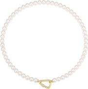 ANIA HAIE Pavé Carabiner Clasp Faux Pearl Necklace