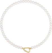 ANIA HAIE Pavé Carabiner Clasp Faux Pearl Necklace