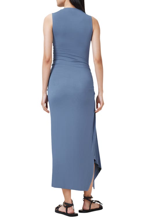 Allsaints Rivi Draped Sleeveless Midi Dress In Blue