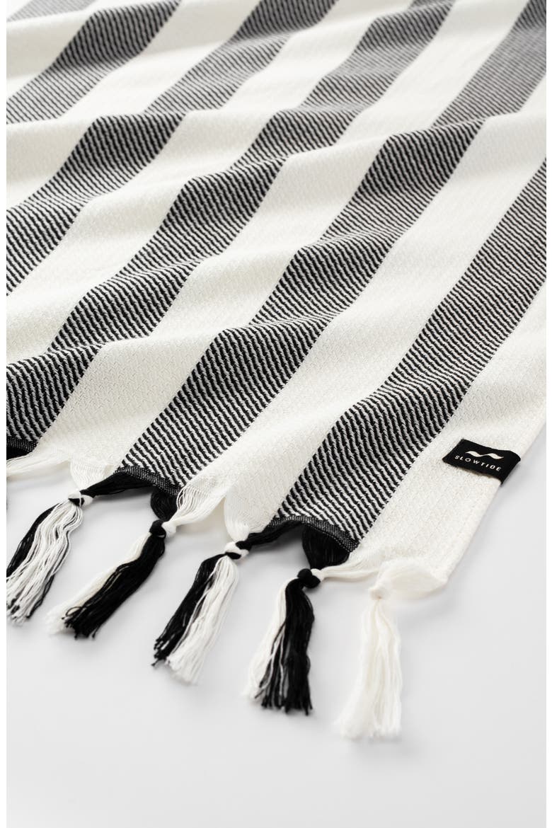 Cabana Striped Turkish Cotton Towel, Alternate, color, BLACK