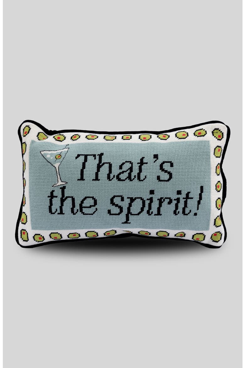 That's The Spirit Needlepoint Pillow, Main, color, That's The Spirit