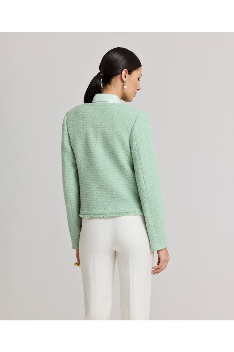 Gabrielle Cropped Wool Boucle Jacket, Alternate, color, Green