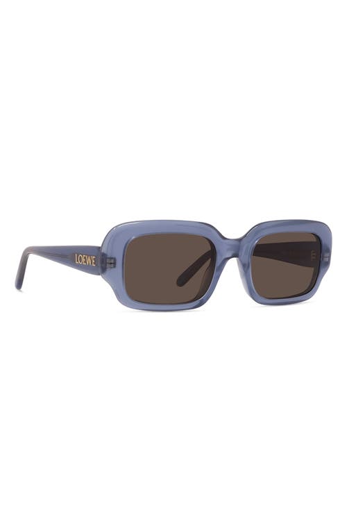 Loewe Acetate Rectangular Slim Sunglasses In Shiny Light Blue/brown