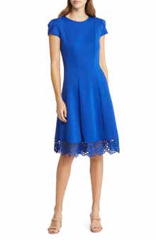 Julia Jordan Donna Ricco Tulip Sleeve Lace Hem Fit & Flare Dress