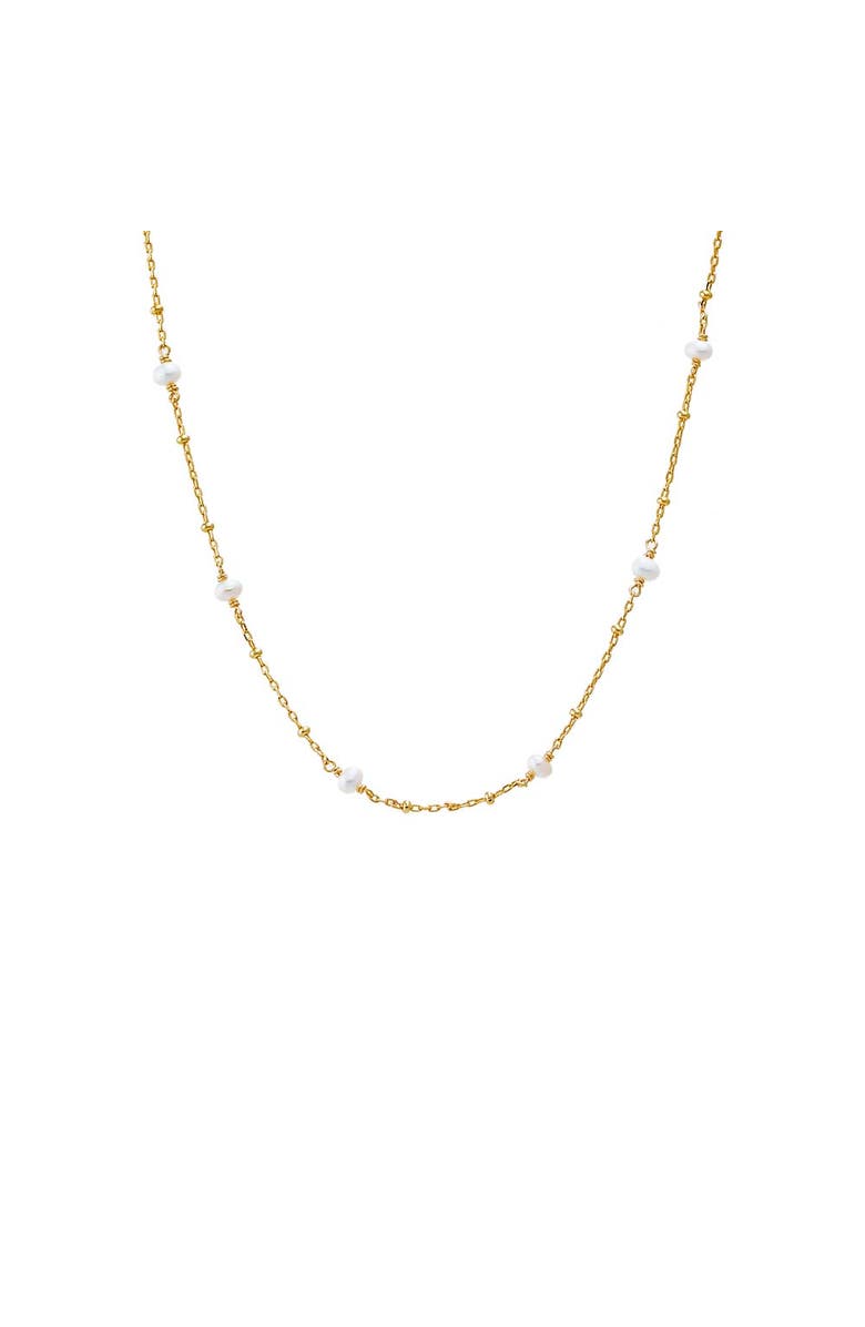 BY ADINA EDEN Dainty Pearl X Ball Chain Necklace, Main, color,