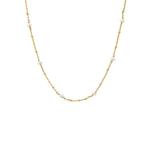 Dainty Pearl X Ball Chain Necklace