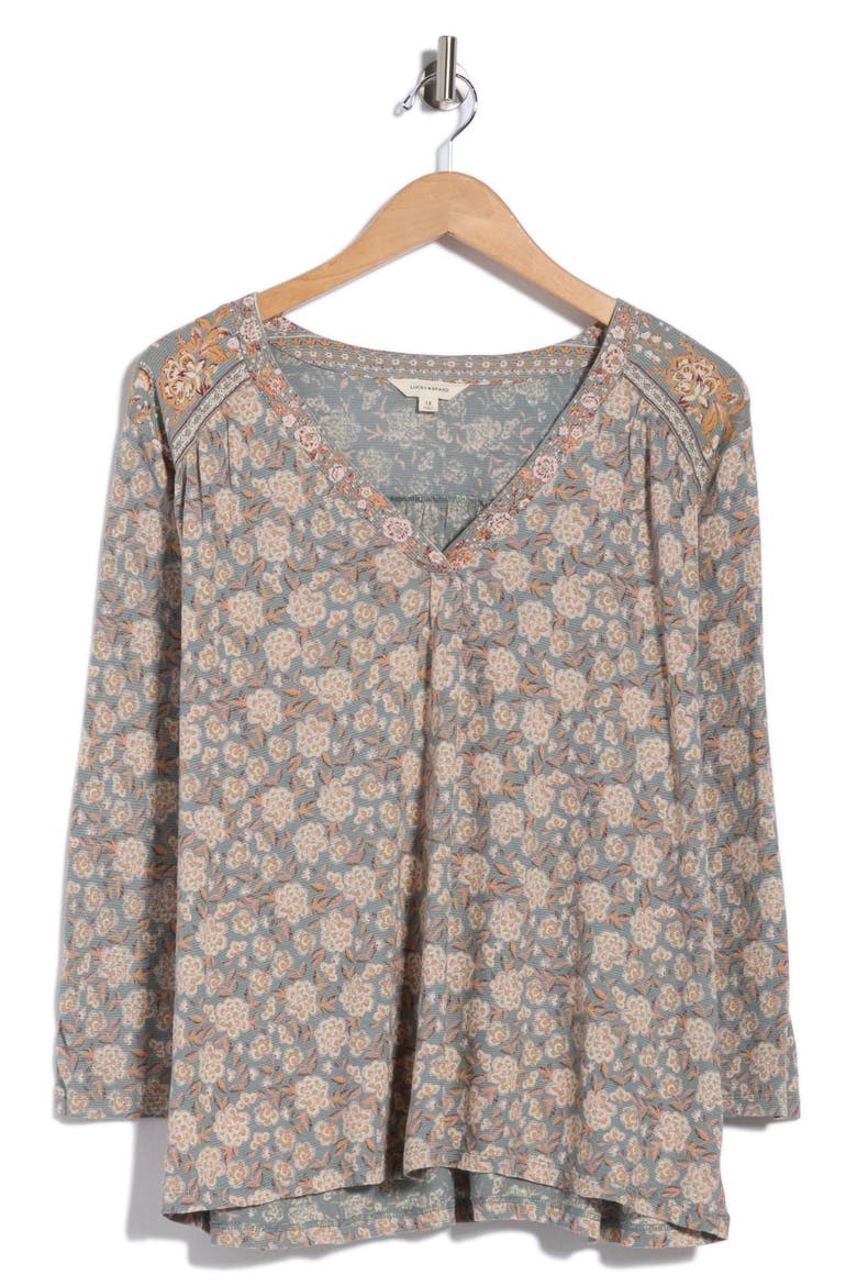 Printed Long Sleeve Tunic Top, Alternate, color, BLUE MULTI