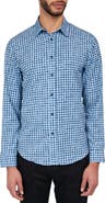 Brooklyn Brigade Slim Fit Wyckoff Blurry Gingham 4-Way Stretch Performance Long Sleeve Shirt