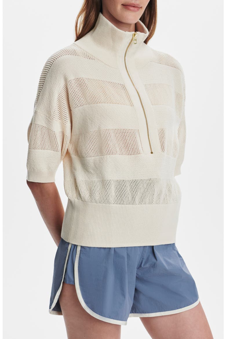 Kembria Mesh Stripe Half Zip Top, Main, color, WHITECAP GREY
