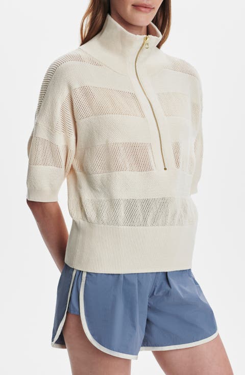 Kembria Mesh Stripe Half Zip Top